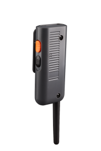 726rEUR-50 – Double push lock, belt mounted, single channel radio HUA, long range